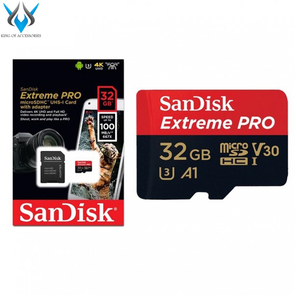 Thẻ nhớ microSDHC Sandisk Extreme Pro 667X A1 V30 32GB U3 4K 100MB/s (Đen)