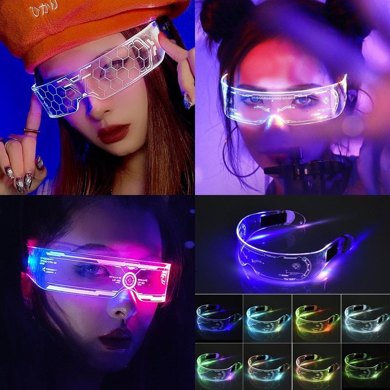 Kính Viễn tưởng trong suốt phát sáng LED chuyển nhiều màu trong 1 nhấp nháy độc đáo dạo phố tiệc tùng vui nhộn