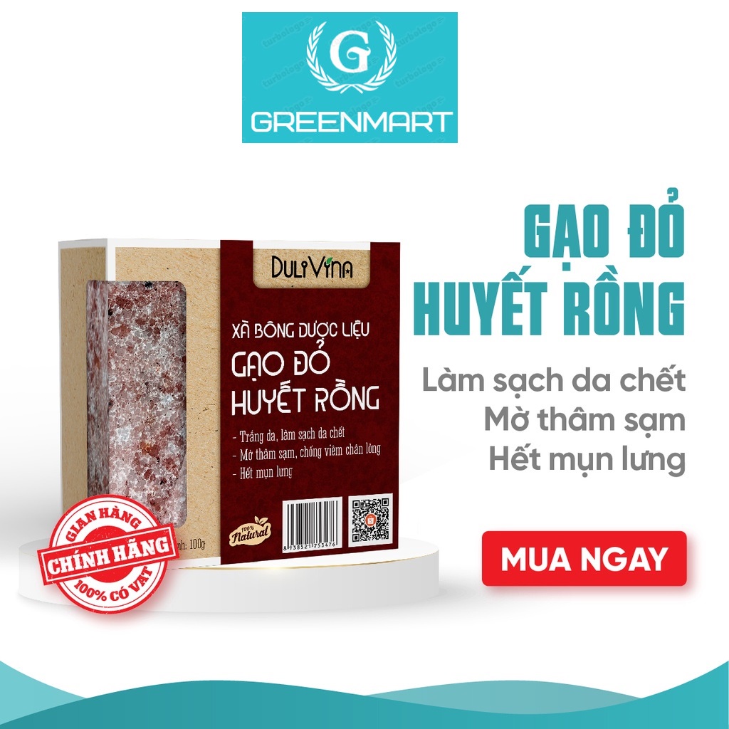 Xà bông Thảo Dược, Xà Phòng Dược Liệu Thiên Nhiên DuliVina Làm Sạch Sâu, Tẩy Tế Bào Chết Nhẹ Nhàng 100g- Greenmart | BigBuy360 - bigbuy360.vn