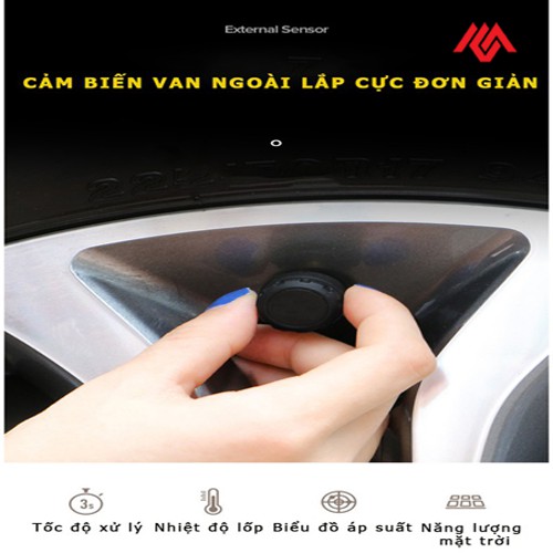 Cảm Biến Áp Suất Lốp OTo TPMS Màn Hình Điện Tử LCD, Sử Dụng Pin Năng Lượng Mặt Trời - Phiên Bản Quốc Tế