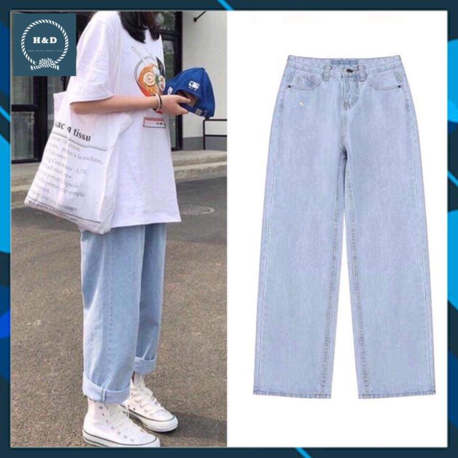 [HOT] Quần bò, jean baggy Nữ siêu xinh, xanh + đen, ống suông rộng, Style hàn quốc | BigBuy360 - bigbuy360.vn