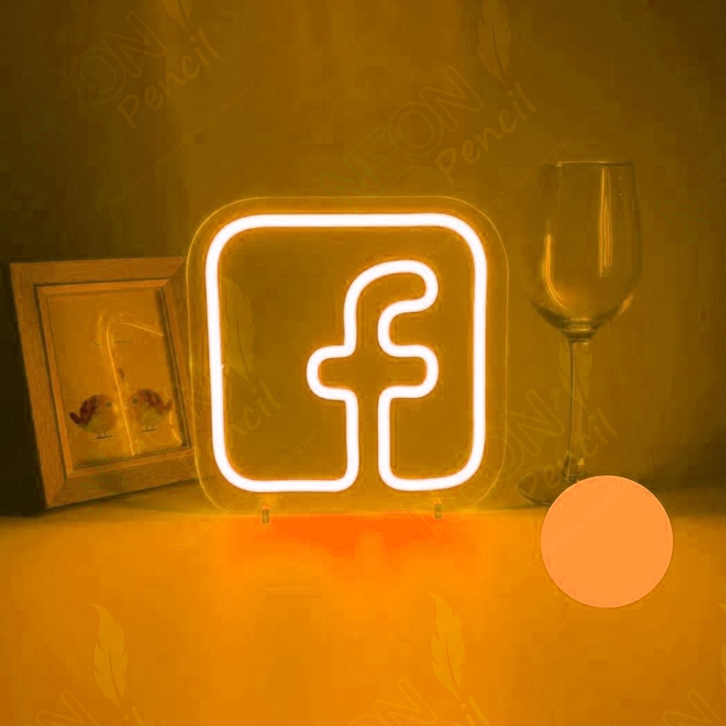 Logo Facebook 25*25cm | Đèn led Neon | Chữ led trang trí | Decor phòng ngủ | đèn decor - Pencil Neon