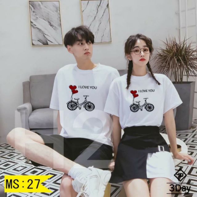 Áo đôi  xe đap i love you