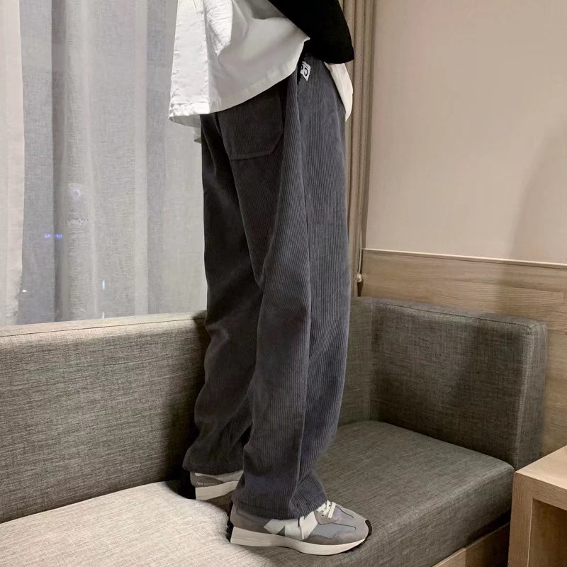 Quần dài nam vải nhung có gân ống rộng phong cách mới thời trang hàn quốc vintage đơn giản dành cho unisex quần ống rộng unầnisex simple quần ống rộng trắng  quần ống rộng đen cotton from rộng