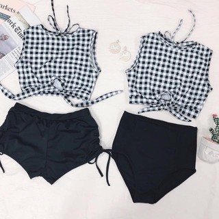 [BIKINI CARO] Bikini, đồ bơi, đồ tắm đi biển áo ba lỗ caro kín đáo (hình chụp thật)
