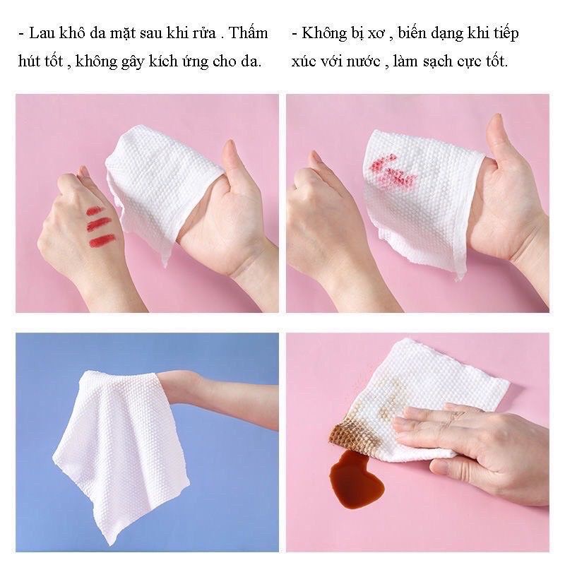 KHĂN LAU MẶT DÙNG 1 LẦN LAU KHÔ LAU ƯỚT - KHĂN LAU MẶT COTTON LAU KHÔ