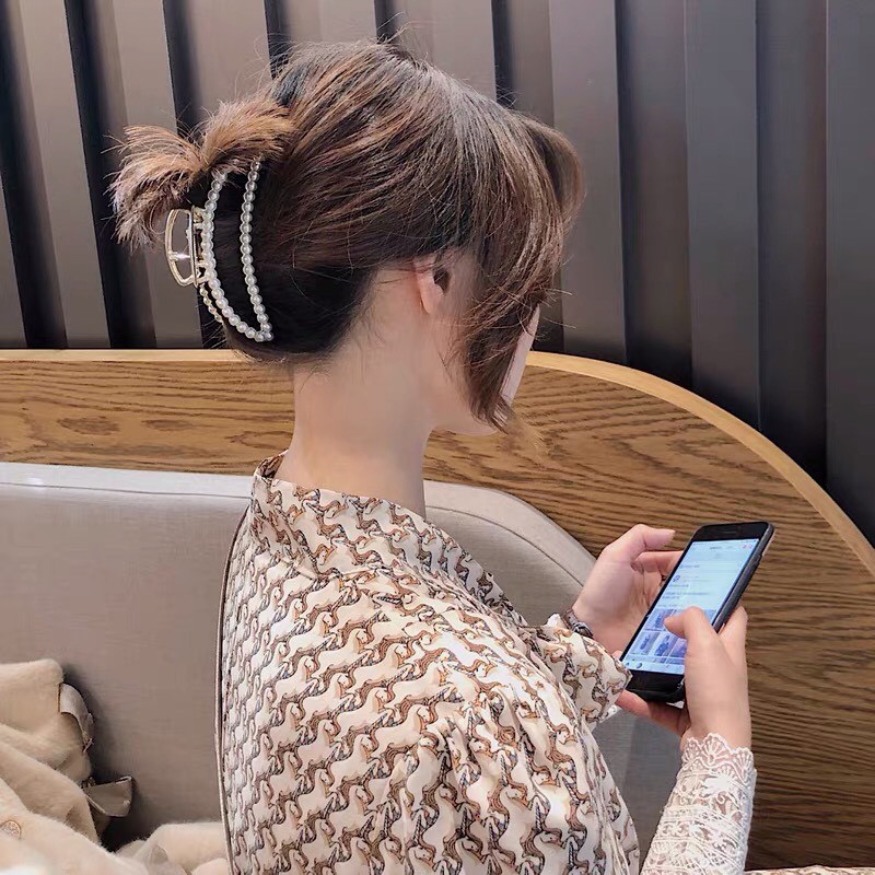 Kẹp tóc Hàn Quốc đính đá Cặp tóc càng cua kim loại thời trang xinh sang chảnh chữ D hottrend Miituu KD7