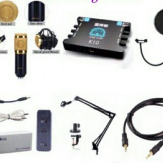 COMBO BỘ MIC BM800, CARD LIVESTREAM XOX K10, CHÂN KẸP BÀN,  MÀNG LỌC MICRO