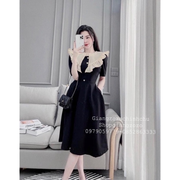 Váy Xoè Maxi Cổ Bèo Trắng