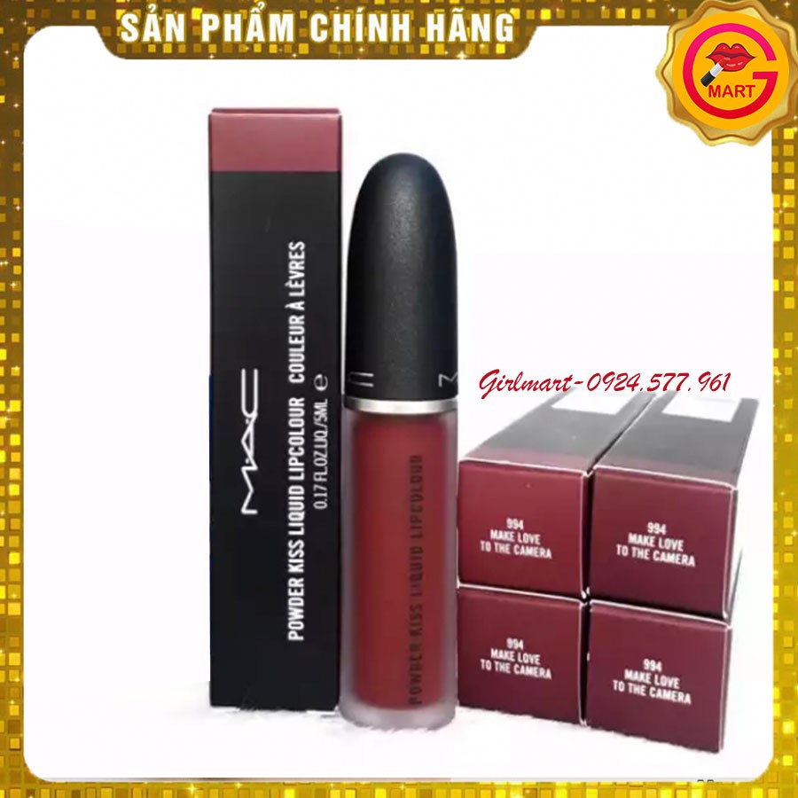 [SON CHÍNH HÃNG] Son Kem Lì MAC Powder Kiss Liquid 994 Make Love To The Camera - Màu đỏ rượu trầm