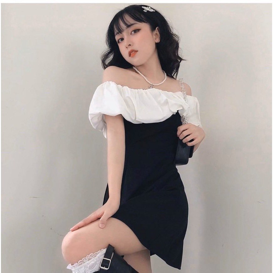 [Mã SKAMA06 giảm 8% tối đa 50K đơn 250K] ĐẦM BẸT ĐEN PHỐI TRẮNG BÈO | BigBuy360 - bigbuy360.vn