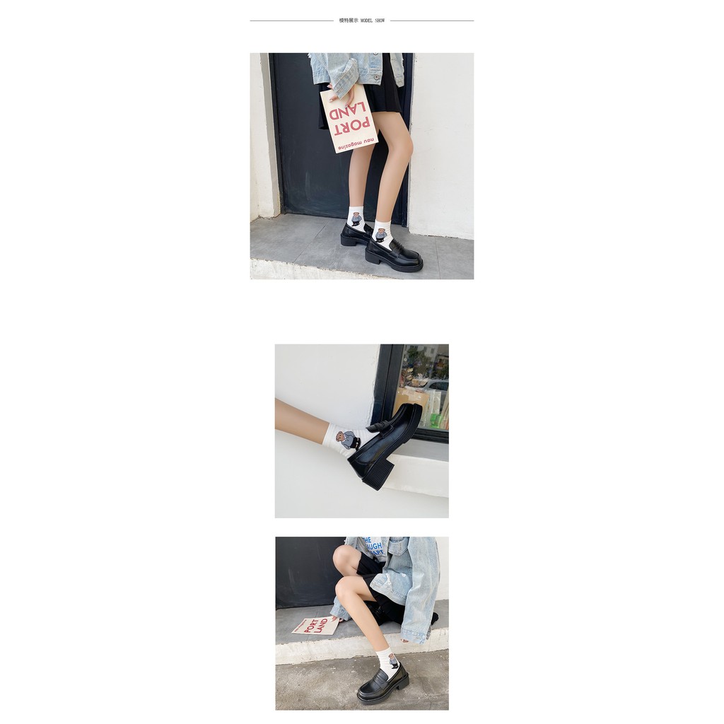 Giày nữ nâng gót màu đen Ulzzang