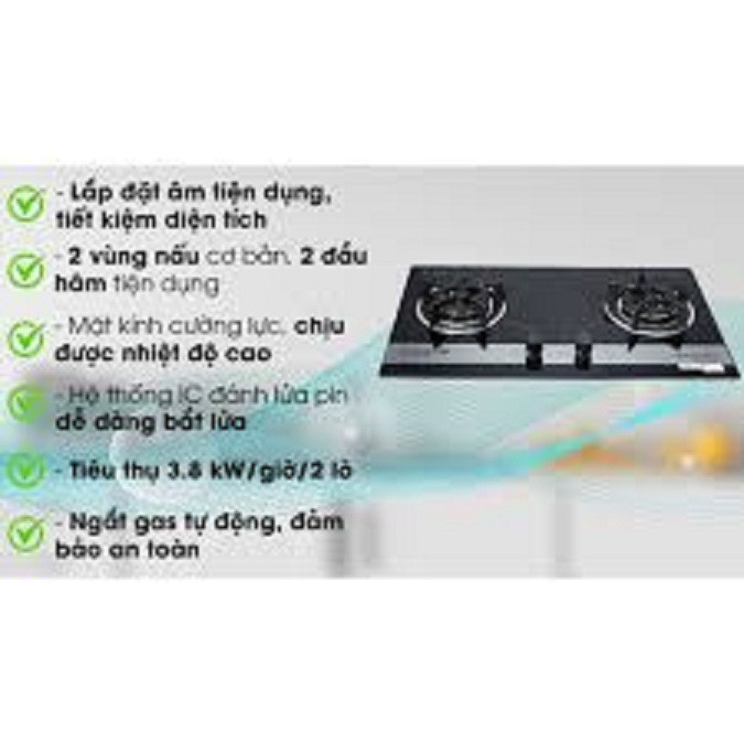 Bếp gas âm Sunhouse SHB8836 -trưng bày+Tặng Dây gas,Hệ thống đánh lửa IC cho tia lửa nhanh nhạy,cảm ứng ngắt ga tự động