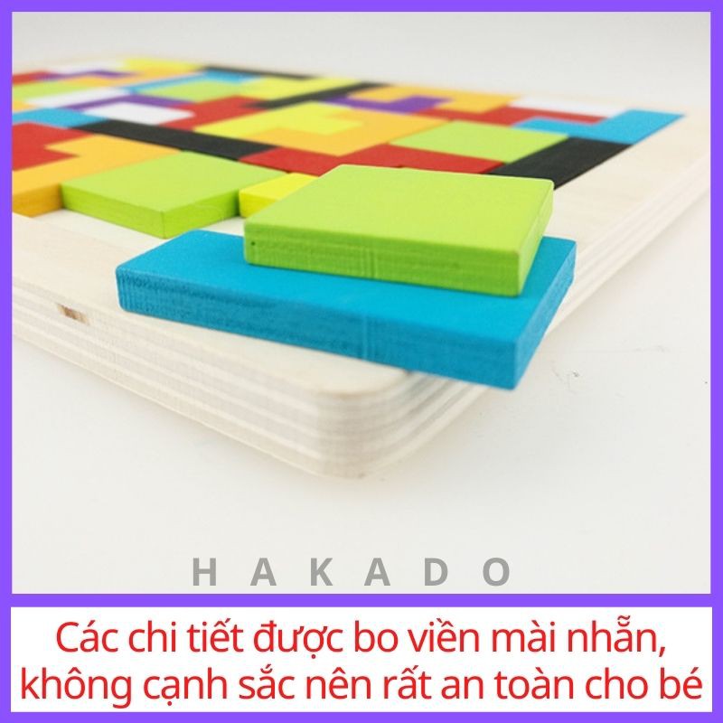 Đồ chơi gỗ xếp hình Montessori Tetris Cho Bé phát triển trí tuệ