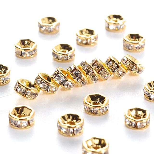 Hạt đính pha lê Áo cao cấp - vàng 6mm 8mm