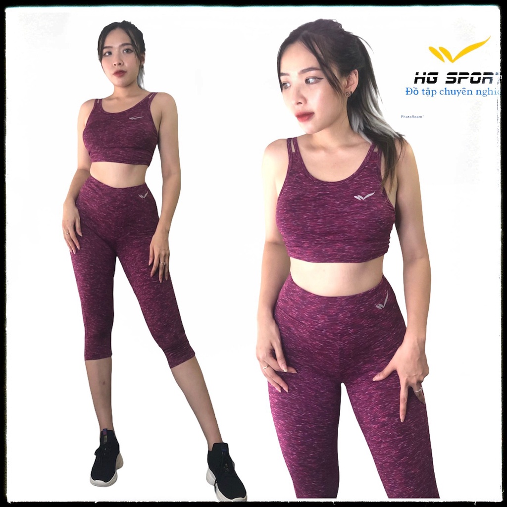 Đồ tập Gym, Yoga, Erobic nữ, Bộ Thể Thao Nữ quần lửng áo croptop 2 dây sexy quyến rũ BLCR02