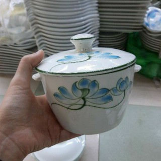 Thố chưng yến sào/ âu cơm bằng sứ có nắp Bát Tràng