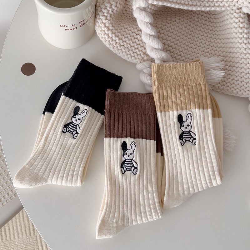 Tất vớ cao cổ nam/nữ thêu hình thỏ Bad Rabbit - bedth.socks