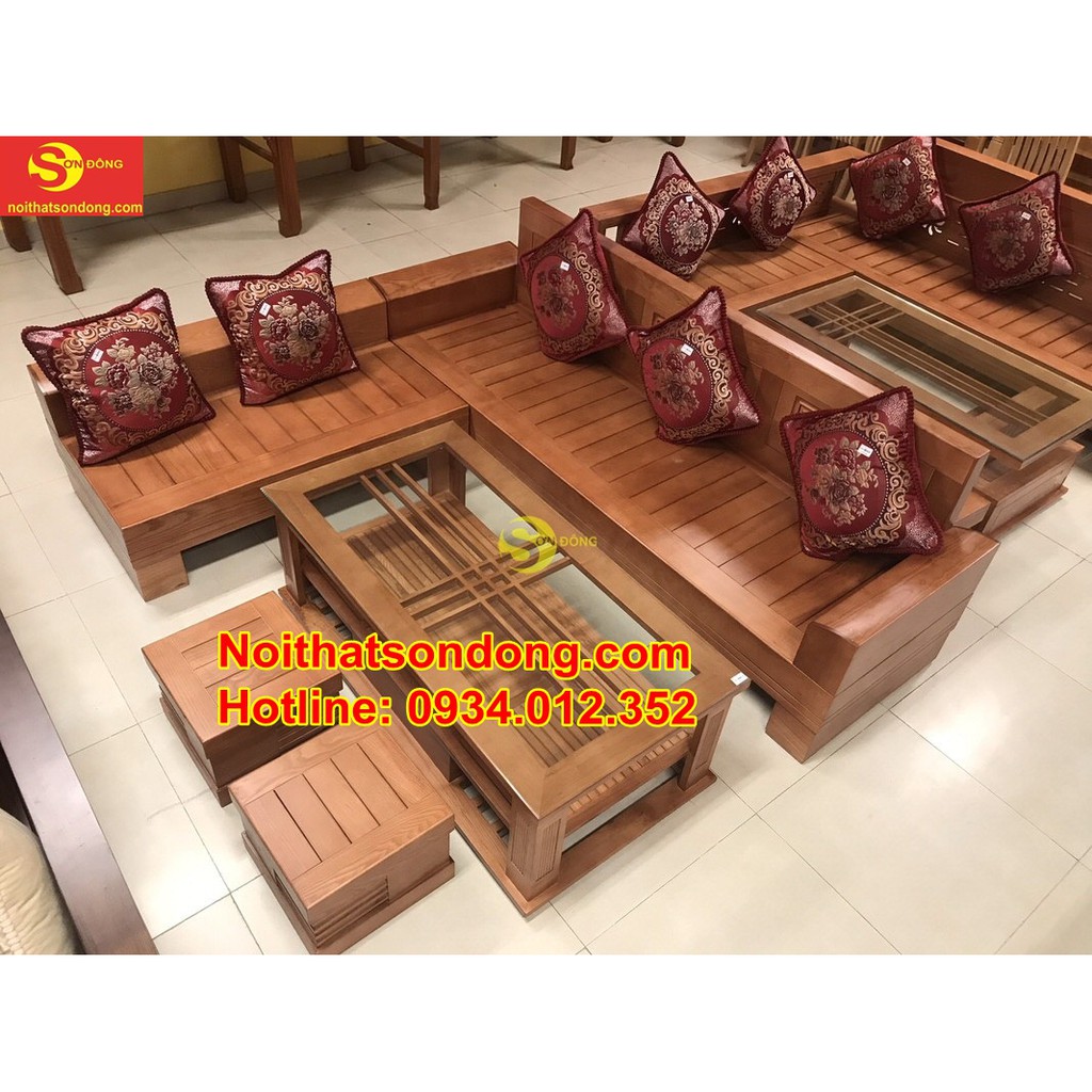 Bộ sofa góc triện gỗ sồi nga 5 món SFG008