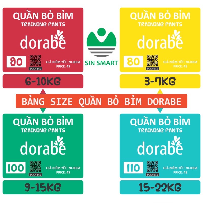 Quần bỏ bỉm Dorabe cao cấp dành cho bé từ 4 đến 22kg