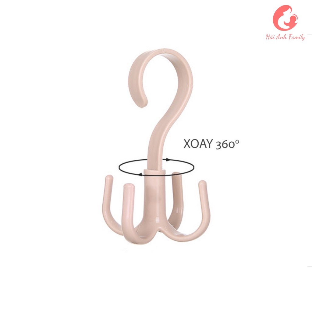 Móc treo đồ thông minh xoay 360 độ treo cà vạt,treo khăn choàng, dậy nịt, túi xách tiết kiệm không gian tủ đồ