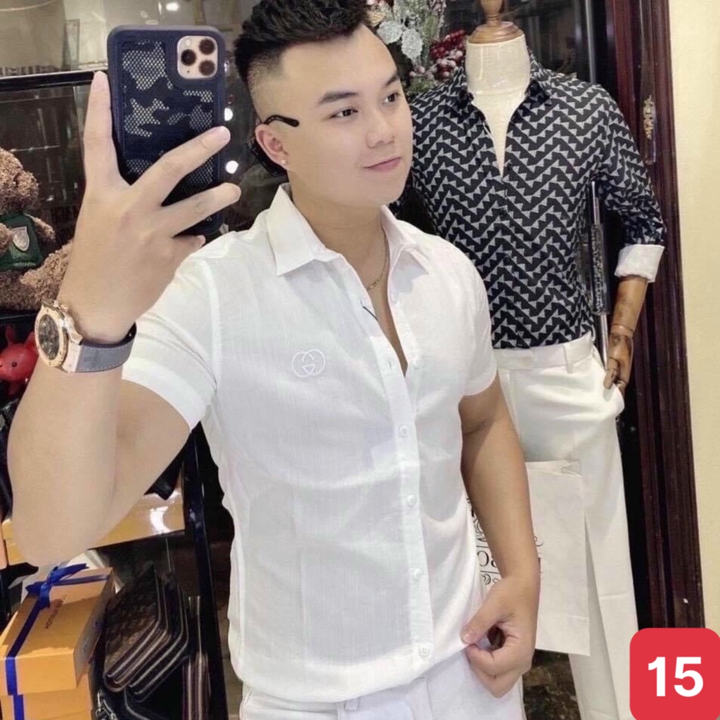 Áo sơ mi nam cao cấp chất liệu cotton đũi đẹp màu đen ngắn tay kiểu dáng hàn quốc ADO22 mẫu mới