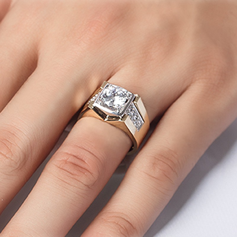 Nhẫn kim cương mạ vàng 18K thời trang nam