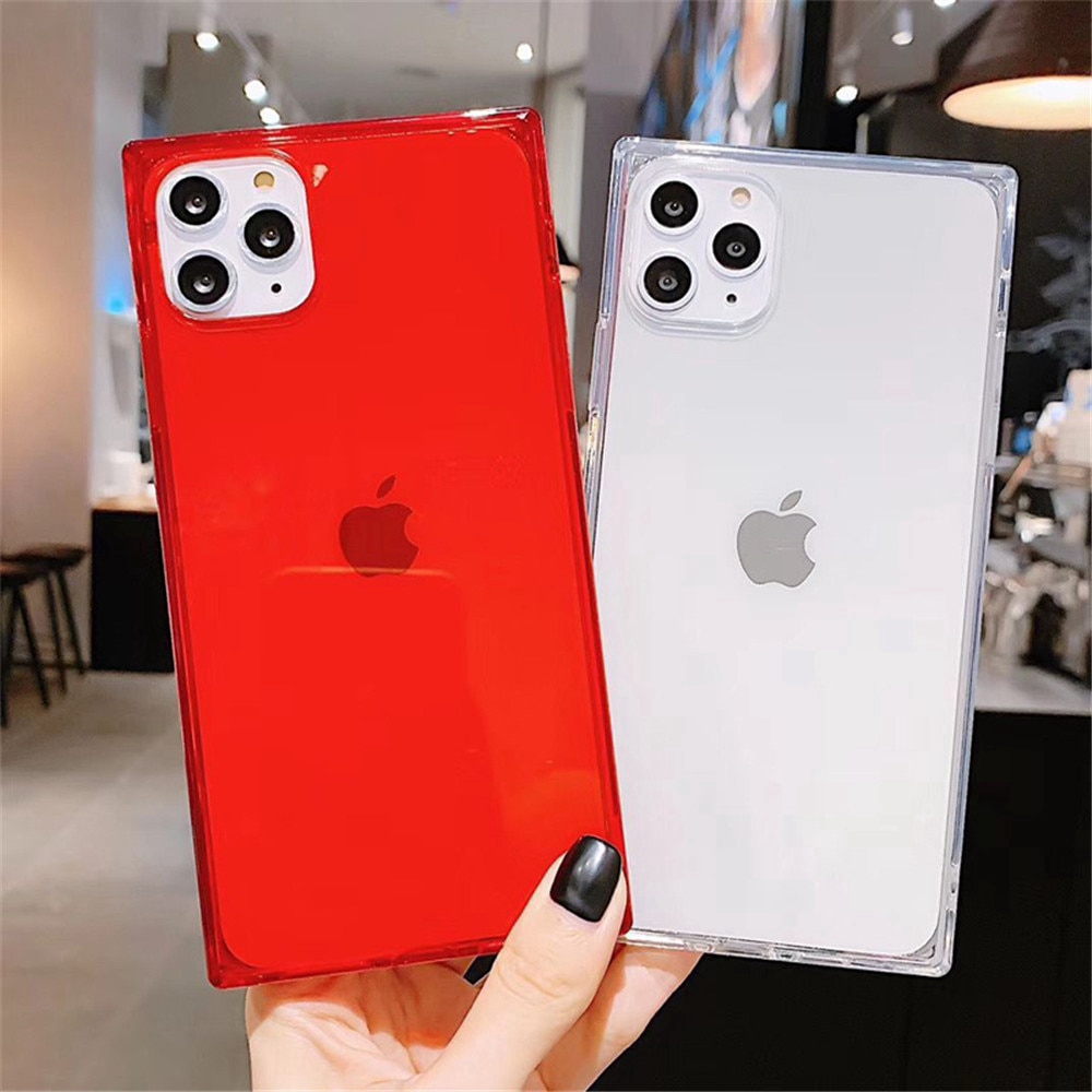 Ốp Điện Thoại TPU Mềm Hình Vuông Màu Dạ Quang Sang Trọng Cho iPhone 11 12 Pro Max iPhone 12 Mini iPhone 12 Pro