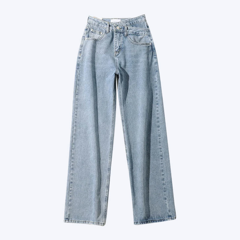  Quần Jeans Lưng Cao Ống Rộng Cá Tính Cho Nữ