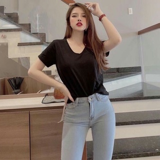 Áo phông nữ nhật linh áo phông gap cổ tim dáng suông nhiều màu hàng đẹp - a25