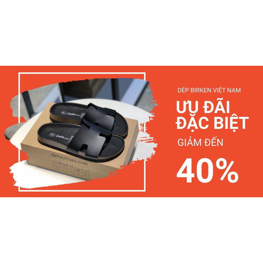 [CỰC XINH] DÉP CHỮ H NAM NỮ ĐẾ TRẤU LÓT ĐEN - DÉP BIRKEN DETAUNISEX BH 6 THÁNG - DETA14F
