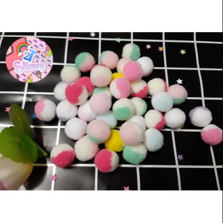 Pom pom 2 màu pastel 2cm nguyên liệu trang trí slime
