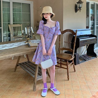 Đầm Voan In Hoa Oải Hương Xinh Xắn Dành Cho Nữ