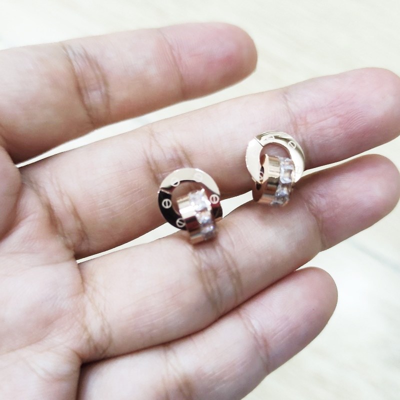 Bông Tai 2 Khoen Tròn Lồng Nhau Titan Ko Han Rỉ TT 3991