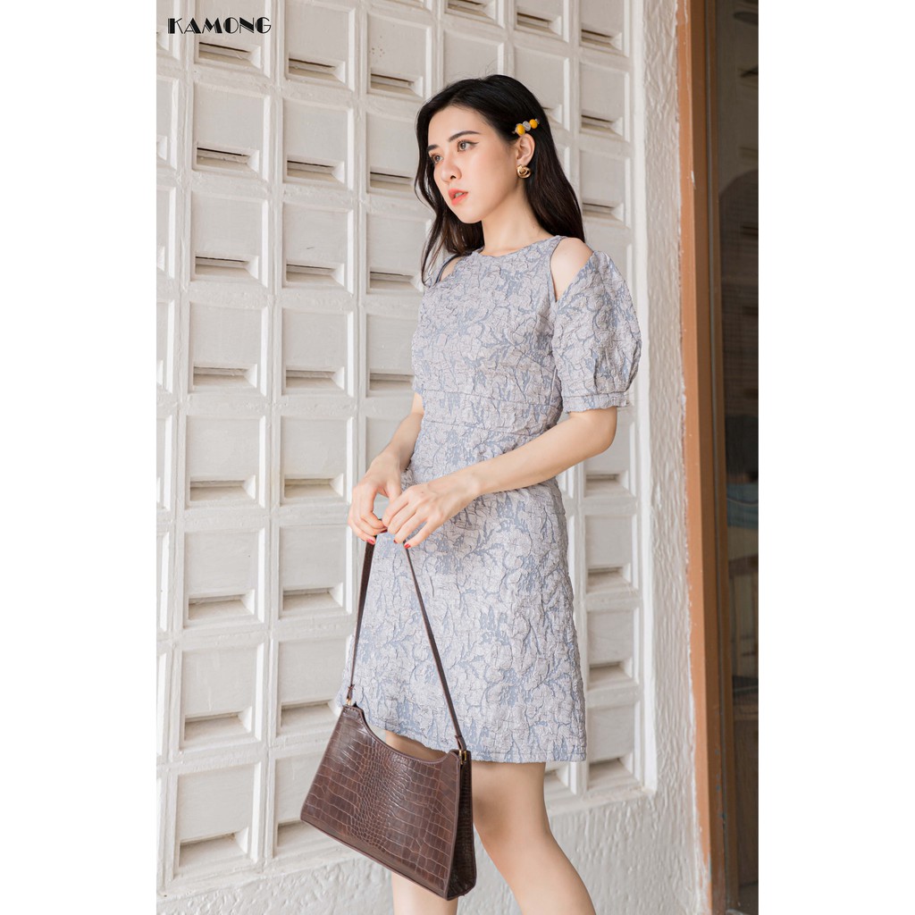 Đầm gấm khoét vai KAMONG D123 | BigBuy360 - bigbuy360.vn