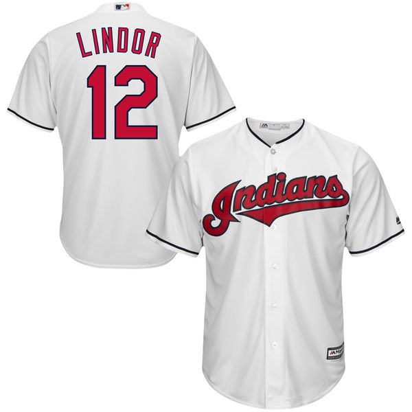 Áo đồng phục bóng chày in tên cầu thủ Francisco Lindor số 12 của đội Cleveland Indians dành cho nam