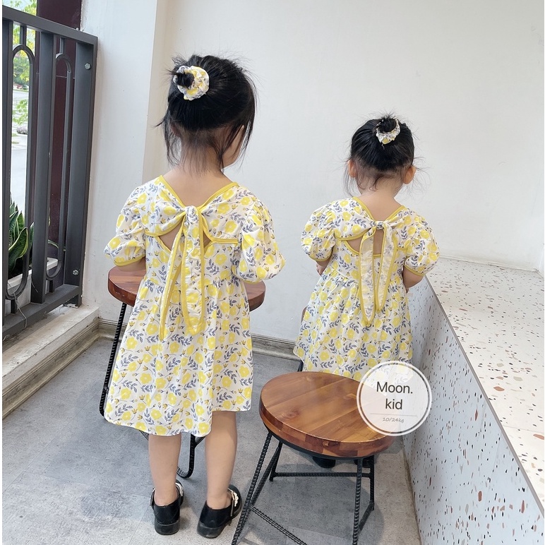 Váy đầm hoa nơ lưng công chúa bé gái 8-20kg