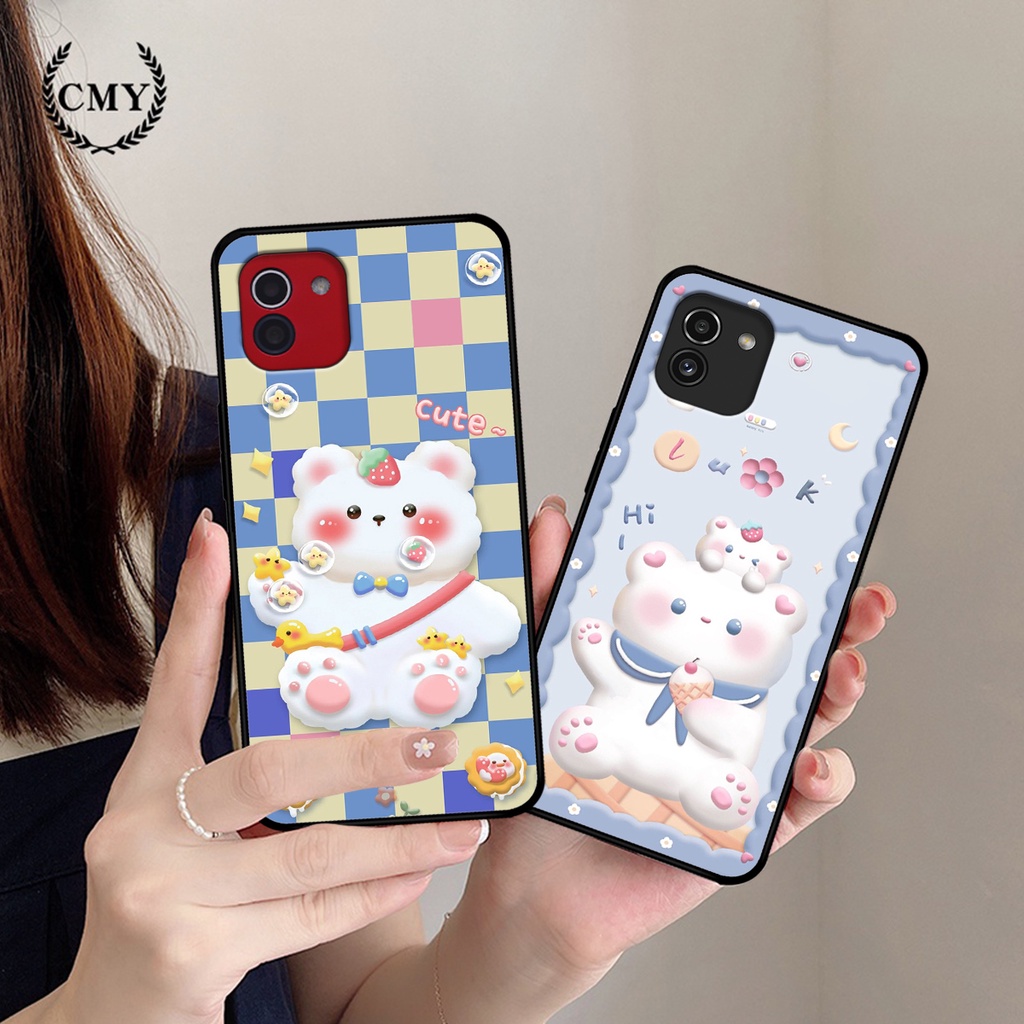 Ốp lưng Samsung A03 - Samsung A03 Core in hình caro gấu thỏ dễ thương