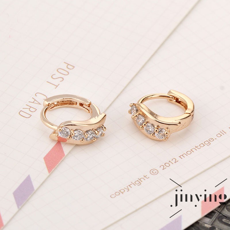 GETNOIVAS Bông tai mạ vàng 18K đính đá Zircon thanh tú
