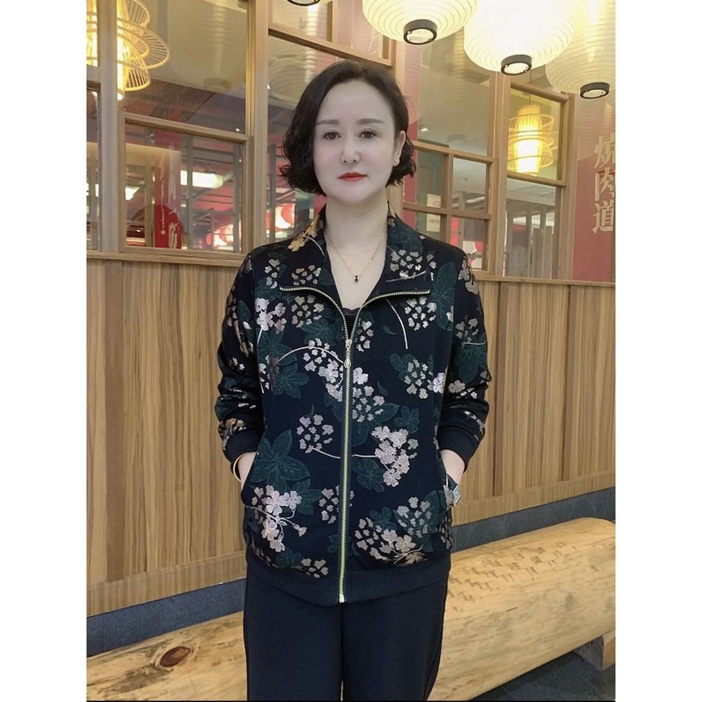 Áo khoác thu đông cho mẹ in 3D - Áo khoác mặc nhà chất BC cao cấp KEMTHOITRANG - T12