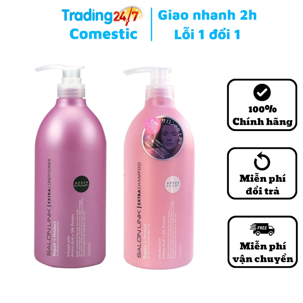 Bộ dầu gội xả Salon Link Extra 1000ML siêu dưỡng và phục hồi tóc nội địa Nhật Bản