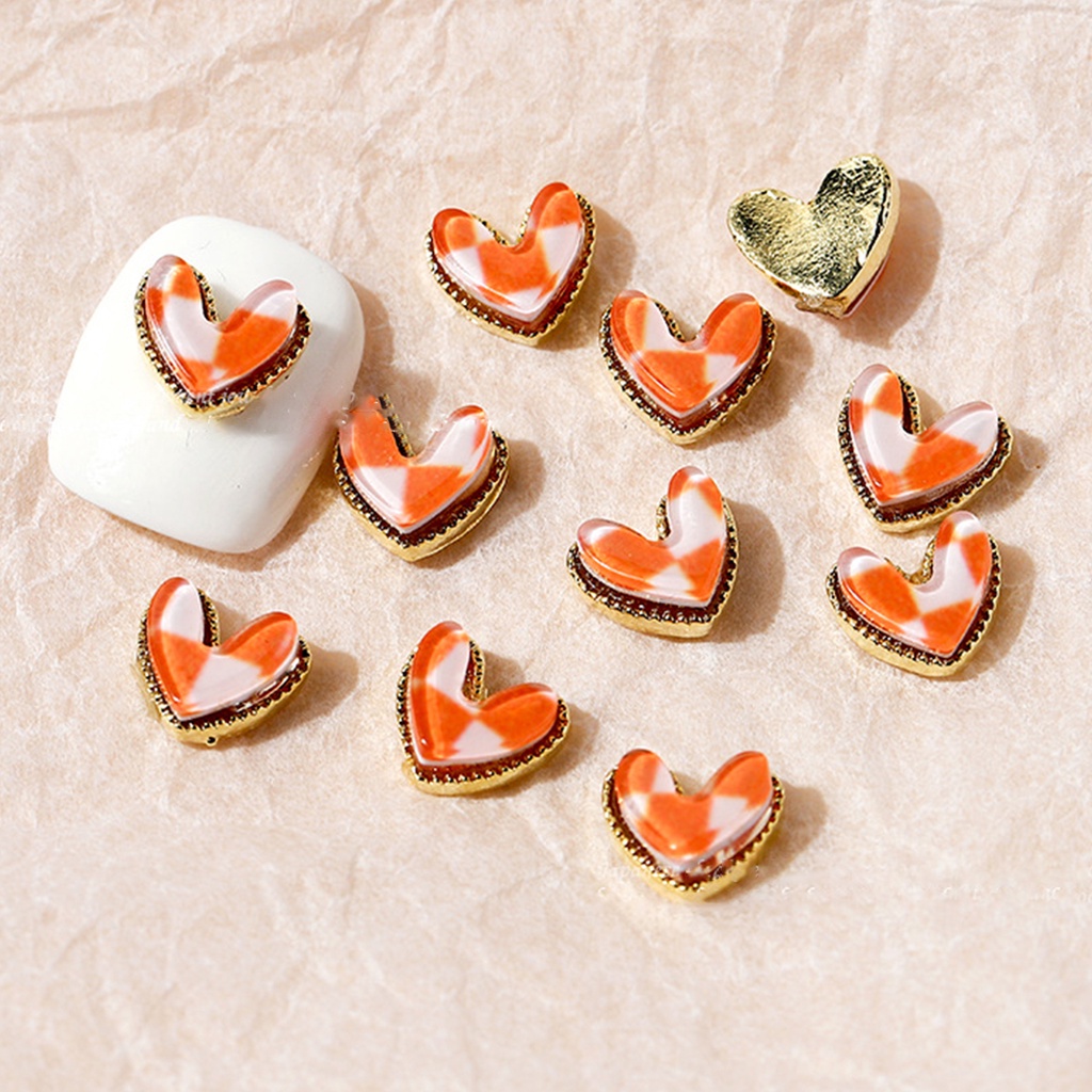 Bộ 5 Hạt Đá Hình Trái Tim Không Phai Màu Trang Trí Móng Tay