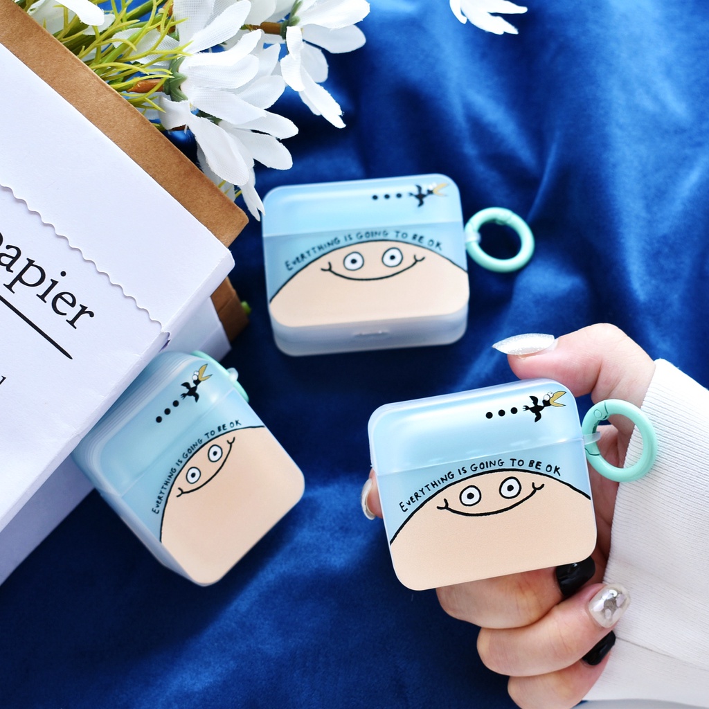 Vỏ Bảo Vệ Hộp Sạc Tai Nghe AirPods3 Gen AirPods3 2021 3 Trong Mờ Họa Tiết Gương Mặt Mập Dễ Thương Ốp