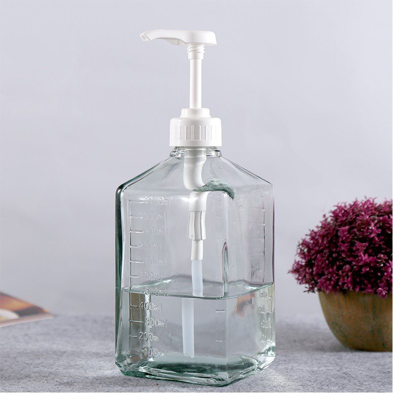 Bình bơm thủy tinh có vòi định lượng 100ml, 80ml đựng dung dịch lỏng, siro, đường, sữa tắm, (đã kèm vòi)