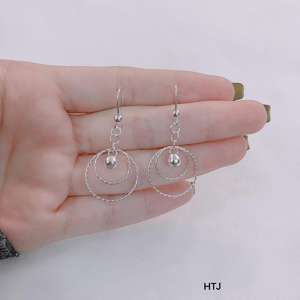 Bông tai nữ khuyên móc bạc Ý MS08a