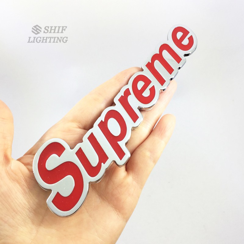 Logo Supreme bằng kim loại dán trang trí xe oto &amp; xe tải