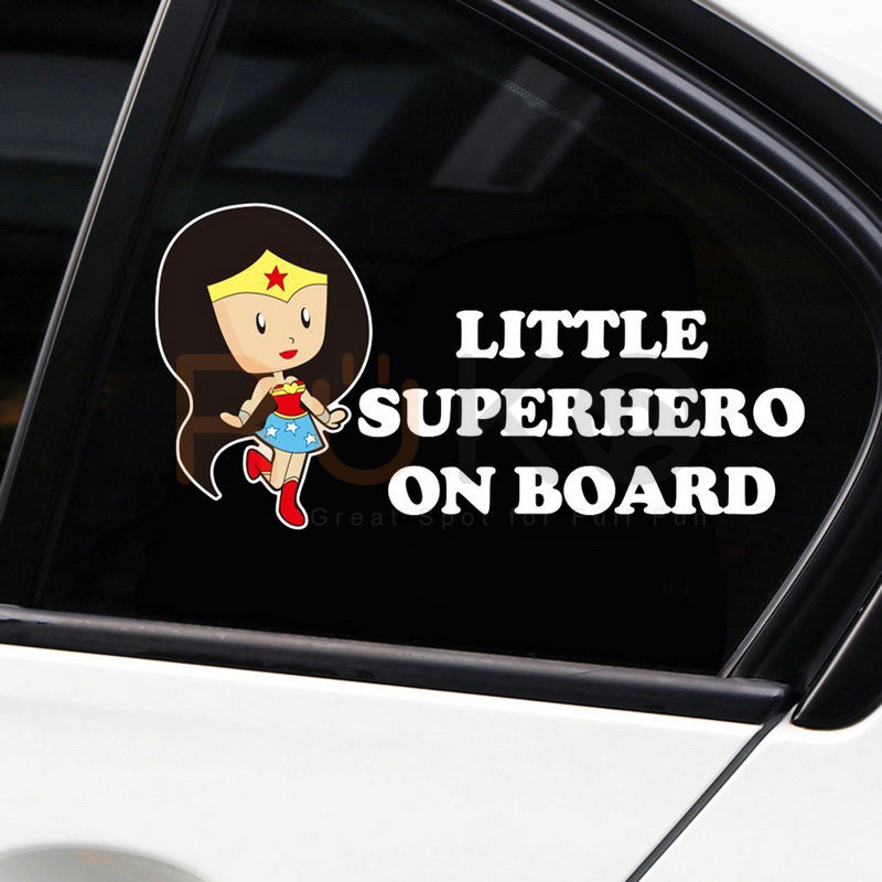 hình dán wonder woman little Super hero on board