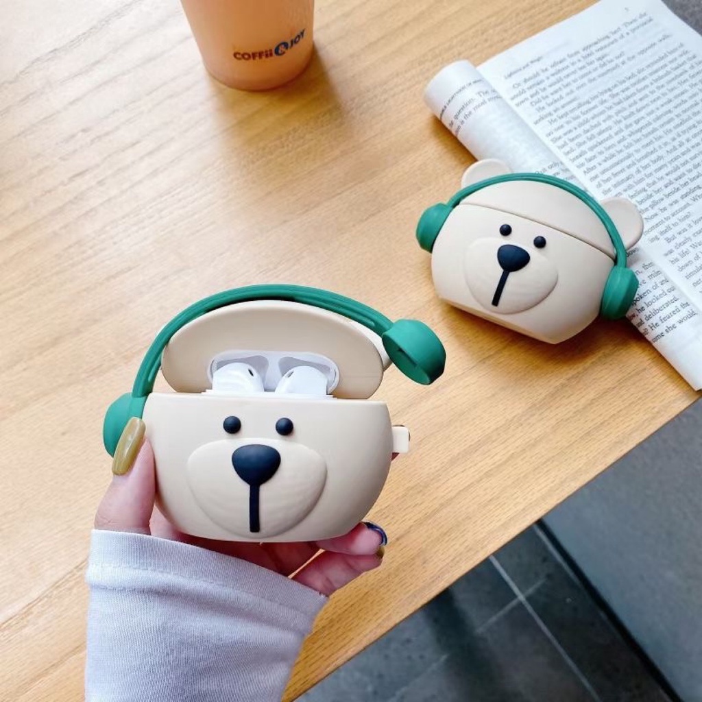 Vỏ Bảo Vệ Hộp Sạc Tai Nghe Airpods 1 2 3 pro 2 pro2 I13 pro Inpods 3 13 12 I12 I11 I9S I23 Airpods3 Bằng Silicon Mềm Hình Gấu 3D