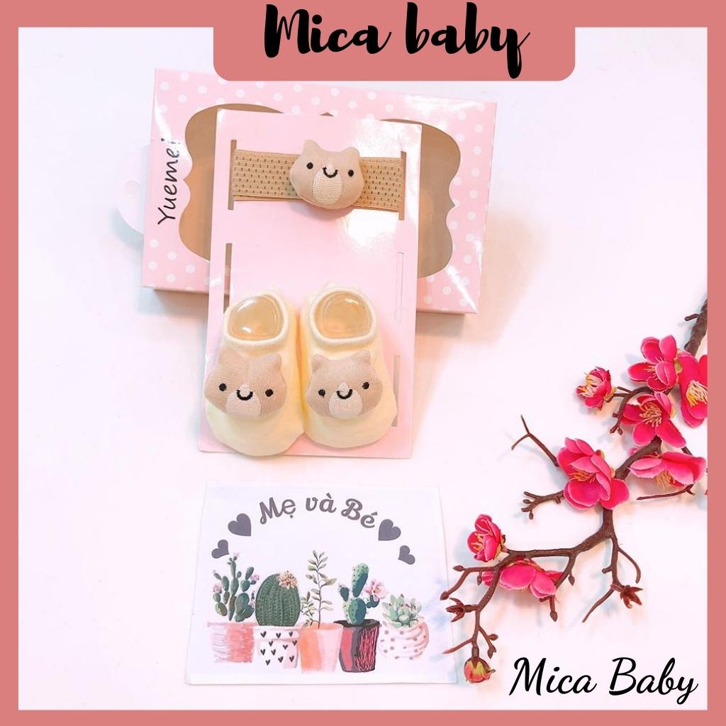 Set tất kèm băng đô hình thú cho bé từ 0-1 tuổi Mica baby