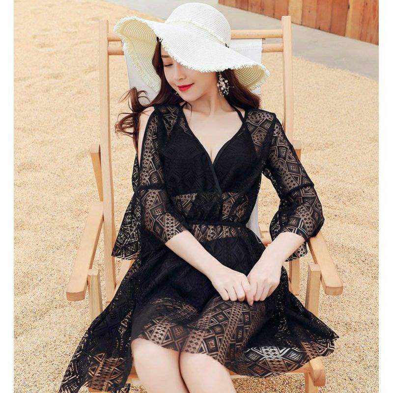 Bộ bơi nữ - sét bơi 3 chi tiếp - kèm áo ren choàng đẹp